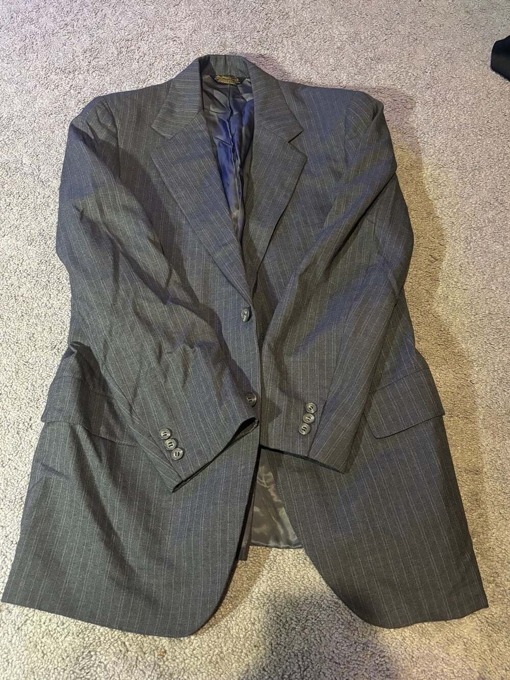 Brooks Brothers Blazer Mens Dark Grey Stripe Two Button 100% Wool 43L